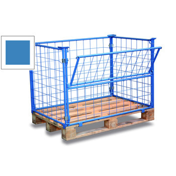 Palettenaufsatzrahmen für Industriepalette - 750 kg - Höhe 1.600 mm - 4-fach stapelbar - Gitter 1x klappbar - lichtblau