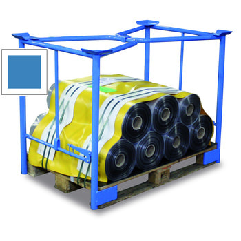 Palettenaufsatzrahmen für Industriepalette - 1.500 kg - Höhe 800 mm - 3-fach stapelbar - Klemmvorrichtung - lichtblau RAL 5012 Lichtblau | 800 mm