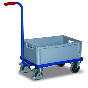 Griffroller - Traglast 250 kg - Ladefläche 415 x 615 mm (BxT) - mit Kunststoffkasten mit Kunststoffkasten