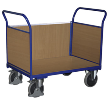Transportwagen, Dreiwandwagen - Tragkraft 500 kg - Ladefläche 675 x 1.000 mm - Holzwände