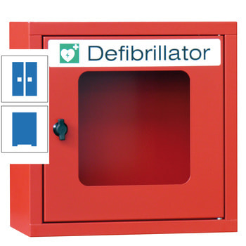Defibrillatorenschrank - 400x400x220 mm (HxBxT) - Sichtfenster - himmelblau RAL 5015 Himmelblau | RAL 5015 Himmelblau
