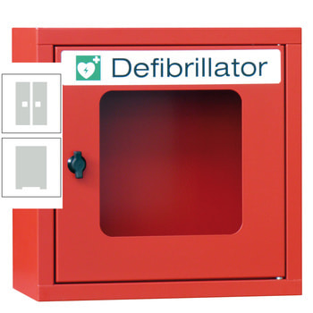 Defibrillatorenschrank - 400x400x220 mm (HxBxT) - Sichtfenster - lichtgrau RAL 7035 Lichtgrau | RAL 7035 Lichtgrau