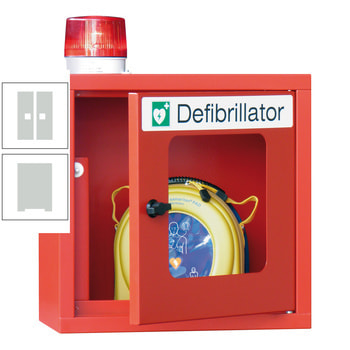 Defibrillatorenschrank mit akustischem und optischem Alarm - 490x400x220 mm (HxBxT) - Sichtfenster - lichtgrau RAL 7035 Lichtgrau | RAL 7035 Lichtgrau