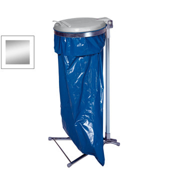 Müllsackständer - für einen 120 l Sack - 980 x 500 x 530 mm (HxBxT) - verzinkt - Deckel Kunststoff, silber ohne Rollen | Silber | Verzinkt | 1 x 120 l Sackl