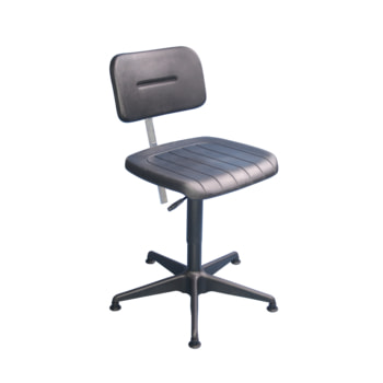 ESD Arbeitsstuhl - Bürostuhl - antistatisch - Sitzhöhe 420-550 mm - PU schwarz - kleine Rückenlehne - Stahl Fußkreuz mit Gleitern Gleiter | klein | PU, schwarz