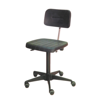 ESD Arbeitsstuhl - Bürostuhl - antistatisch - Sitzhöhe 450-580 mm - PU schwarz - kleine Rückenlehne - Stahl Fußkreuz mit Rollen Rollen | klein | PU, schwarz