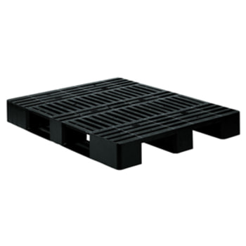 3-Kufen-Palette aus PE Regenerat - Traglast dynamisch 1.000 kg - 1.200x800x145 mm (BxTxH) - Farbe schwarz 