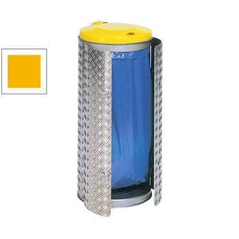 Abfallbehälter aus Edelstahl u. Alu-Duett-Blech - Inh. 120 l - Deckelfarbe gelb RAL 1023 Verkehrsgelb