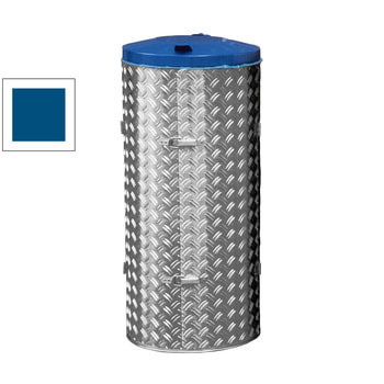 Abfallbehälter aus Edelstahl u. Alu-Duett-Blech - Inh. 120 l - Deckelfarbe blau RAL 5010 Enzianblau