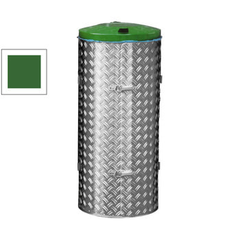 Abfallbehälter aus Edelstahl u. Alu-Duett-Blech - Inh. 120 l - Deckelfarbe grün RAL 6001 Smaragdgrün