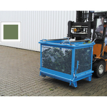BAUER Gitter-Klappbodenbehälter - 1.000 l Volumen - 500 kg - Drahtgitterbox - resedagrün RAL 6011 Resedagrün