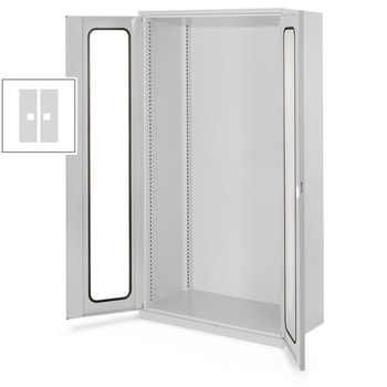 Schwerlastschrank - Türen mit Sichtfenster - ohne Einrichtung - lichtgrau - 1950 x 100 x 600 mm (HxBxT) RAL 7035 Lichtgrau | Sichtfenstertüren