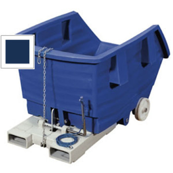PE-Kippbehälter - 500 l - 150 kg - 830x960x1530mm - Staplertaschen - Radsatz - blau Blau