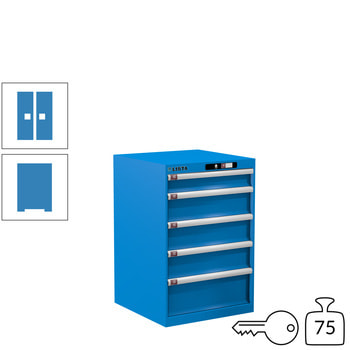 Lista Schubladenschrank - 14.256.010 - 850x564x572 mm (HxBxT) - 5 Schubladen - 75 kg - Key Lock - lichtblau (RAL 5012) RAL 5012 Lichtblau | RAL 5012 Lichtblau | Key Lock