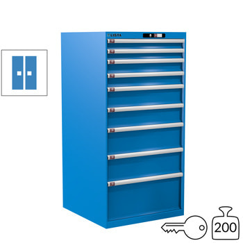 Lista Schubladenschrank - 14.511.010 - 1.450x717x725 mm (HxBxT) - 9 Schubladen - 200 kg - Key Lock - lichtblau (RAL 5012) 200 kg | RAL 5012 Lichtblau | RAL 5012 Lichtblau | Key Lock