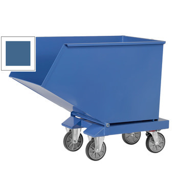 Muldenkippbehälter mit Staplertaschen - 800 l - 800 kg - brillantblau - Ablasshahn ja | RAL 5007 Brillantblau | 800 l