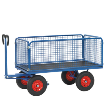 Fetra - Handpritschenwagen - Traglast 700 kg - (BxT) 800 x 1.200 mm - Drahtgitterwände 600 mm - Luft Luftbereifung | nein