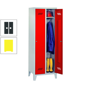 Spindschrank m. Füßen - Höhe 185 cm - 2 Abteile a 30 cm - Zylinderschloss - zinkgelb/anthrazitgrau RAL 7016 Anthrazitgrau | RAL 1018 Zinkgelb