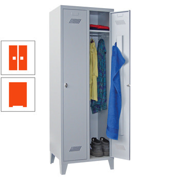 Spindschrank m. Füßen - Höhe 185 cm - 2 Abteile a 30 cm - Drehriegel - reinorange RAL 2004 Reinorange | RAL 2004 Reinorange