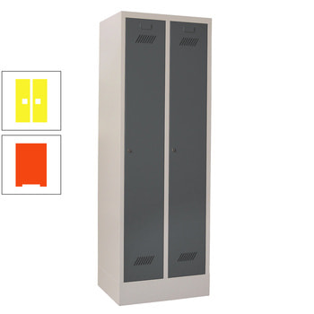 Spindschrank m. Sockel - Höhe 185 cm - 2 Abteile a 30 cm - Zylinderschloss - reinorange/zinkgelb RAL 1018 Zinkgelb | RAL 2004 Reinorange