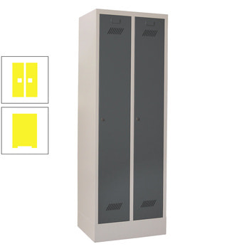 Spindschrank m. Sockel - Höhe 185 cm - 2 Abteile a 30 cm - Zylinderschloss - zinkgelb RAL 1018 Zinkgelb | RAL 1018 Zinkgelb