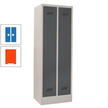 Spindschrank m. Sockel - Höhe 185 cm - 2 Abteile a 30 cm - Zylinderschloss - reinorange/himmelblau RAL 5015 Himmelblau | RAL 2004 Reinorange