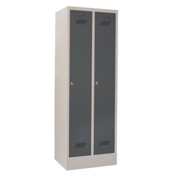 Spindschrank m. Sockel - Höhe 185 cm - 2 Abteile a 30 cm - Drehriegel - reinorange/lichtgrau RAL 7035 Lichtgrau | RAL 2004 Reinorange