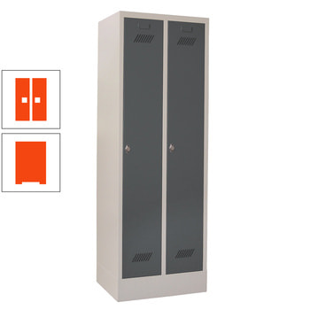 Spindschrank m. Sockel - Höhe 185 cm - 2 Abteile a 30 cm - Drehriegel - reinorange RAL 2004 Reinorange | RAL 2004 Reinorange