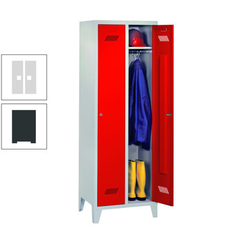 Spindschrank m. Füßen - Höhe 185 cm - 2 Abteile a 40 cm - Zylinderschloss - anthrazitgrau/lichtgrau RAL 7035 Lichtgrau | RAL 7016 Anthrazitgrau