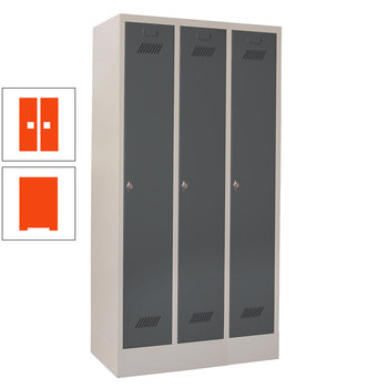 Spindschrank m. Sockel - Höhe 185 cm - 3 Abteile a 30 cm - Drehriegel - reinorange RAL 2004 Reinorange | RAL 2004 Reinorange