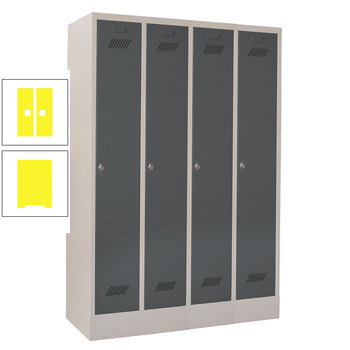 Spindschrank m. Sockel - Höhe 185 cm - 4 Abteile a 30 cm - Drehriegel - zinkgelb RAL 1018 Zinkgelb | RAL 1018 Zinkgelb