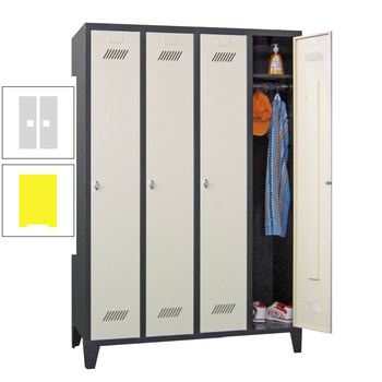 Spindschrank m. Füßen - Höhe 185 cm - 4 Abteile a 30 cm - Drehriegel - zinkgelb/lichtgrau RAL 7035 Lichtgrau | RAL 1018 Zinkgelb