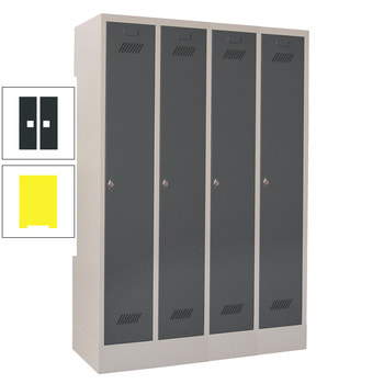 Spindschrank m. Sockel - Höhe 185 cm - 4 Abteile a 30 cm - Drehriegel - zinkgelb/anthrazitgrau RAL 7016 Anthrazitgrau | RAL 1018 Zinkgelb