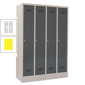 Spindschrank m. Sockel - Höhe 185 cm - 4 Abteile a 30 cm - Drehriegel - zinkgelb/lichtgrau RAL 7035 Lichtgrau | RAL 1018 Zinkgelb