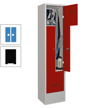 Z-Kleiderschrank m. Sockel - Höhe 185 cm - 2 Fächer - Zylinderschloss - tiefschwarz/lichtblau RAL 5012 Lichtblau | RAL 9005 Tiefschwarz