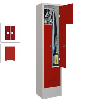 Z-Kleiderschrank m. Sockel - Höhe 185 cm - 2 Fächer - Zylinderschloss - feuerrot/rubinrot RAL 3003 Rubinrot | RAL 3000 Feuerrot