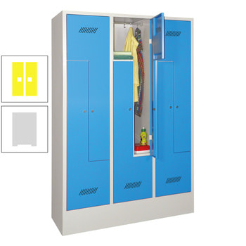 Z-Kleiderschränke m. Sockel - Höhe 185 cm - 6 Fächer - Drehriegel - lichtgrau/zinkgelb RAL 1018 Zinkgelb | RAL 7035 Lichtgrau