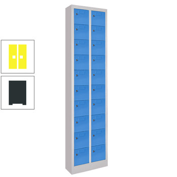 Kleinfachschrank - 20 Fächer - 1.950 x 460 x 200 mm (HxBxT) - Etikettenrahmen - anthrazitgrau/zinkgelb RAL 1018 Zinkgelb | RAL 7016 Anthrazitgrau