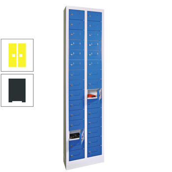 Kleinfachschrank - 30 Fächer - 1.950 x 460 x 200 mm (HxBxT) - Etikettenrahmen - anthrazitgrau/zinkgelb RAL 1018 Zinkgelb | RAL 7016 Anthrazitgrau