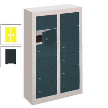 Kleinfachschrank - 12 Fächer - 820 x 460 x 200 mm (HxBxT) - anthrazitgrau/zinkgelb RAL 1018 Zinkgelb | RAL 7016 Anthrazitgrau