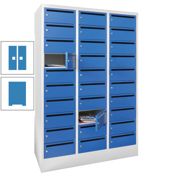 Postverteilerschrank - Schließfachschrank - 3 Abteile a 30 cm - 30 Fächer - lichtblau RAL 5012 Lichtblau | RAL 5012 Lichtblau