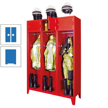 Feuerwehrschrank - 2 Abteile - Ablagefach mit Tür, Etikettenrahmen - 2.100 x 830 x 500 mm (HxBxT) - himmelblau RAL 5015 Himmelblau | RAL 5015 Himmelblau