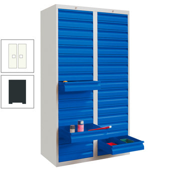 Schubladenschrank - 1.800x1.000 mm - 2 Schubladenreihen - 18x100 mm - 8x200 mm - Tragkraft 30 kg - anthrazitgrau/reinweiß RAL 9010 Reinweiß | RAL 7016 Anthrazitgrau