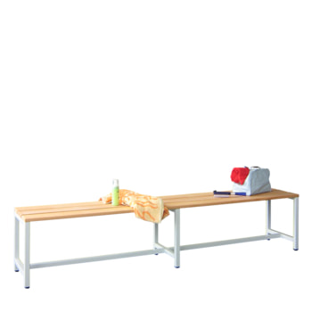 Einseitige Umkleide-Sitzbank - Breite 2.000 mm - Buchenleisten - rubinrot RAL 3003 Rubinrot | 2000 mm | nein | Buche