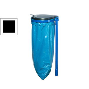 Müllsackständer mit Standrohr - für einen 120 l Sack - 1.200 x 350 x 440 mm (HxBxT) - enzianblau - Deckel Kunststoff, schwarz mit Standrohr | Schwarz | RAL 5010 Enzianblau | 1 x 120 l Sackl