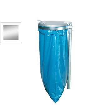 Müllsackständer mit Standrohr - für einen 120 l Sack - 1.200 x 350 x 440 mm (HxBxT) - verzinkt - Deckel Kunststoff, silber mit Standrohr | Silber | Verzinkt | 1 x 120 l Sackl