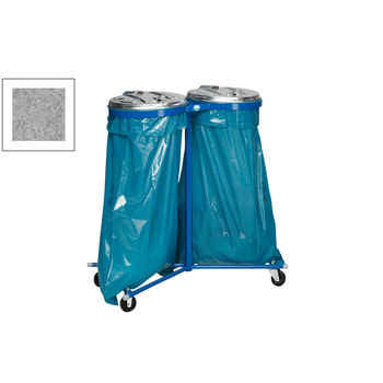 Müllsackständer mit 4 Rollen - für zwei 120 l Säcke - 1.020 x 860 x 500 mm (HxBxT) - enzianblau - Deckel Feuerverzinkt mit 4 Rollen | Feuerverzinkt | RAL 5010 Enzianblau | 2 x 120 l Sackl