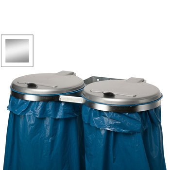 Müllsackhalter zur Wandmontage - für zwei 120 l Säcke - 800 x 530 mm (BxT) - verzinkt - Deckel Kunststoff, silber zur Wandmontage | Silber | Verzinkt | 2 x 120 l Sackl