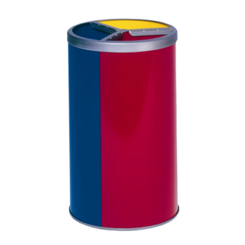 Runde Wertstoffstation - Stahl - Volumen 3 x 30 l - Farben gelb/blau/rot Gelb/Blau/Rot
