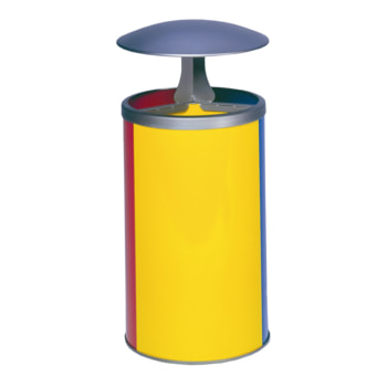 Runde Wertstoffstation mit Dach - Stahl - Volumen 3 x 30 l - Farben gelb/blau/rot Gelb/Blau/Rot